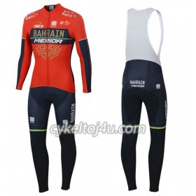 Cykeltrøje Langærmet + Bib Cykelbukser 2018 Bahrain-Merida N001